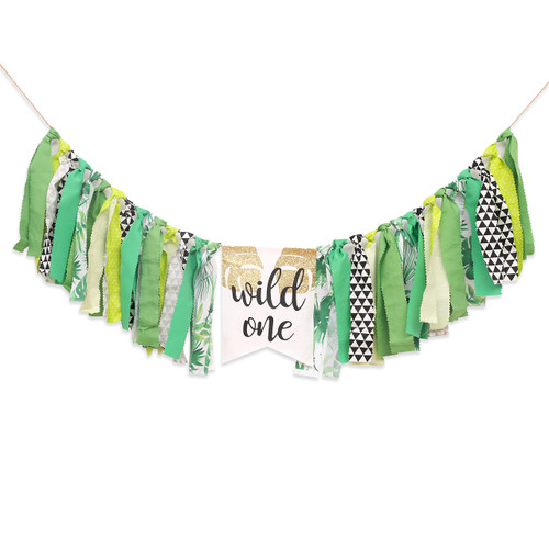 Wild One High Chair Banner for 1st Birthday - Jungle Safari High Chair Banner,Tropical Wild One Themed 1st Birthday Party Decorations,Photo Booth Props,Wild One Shower (Wild One High Chair Banner)