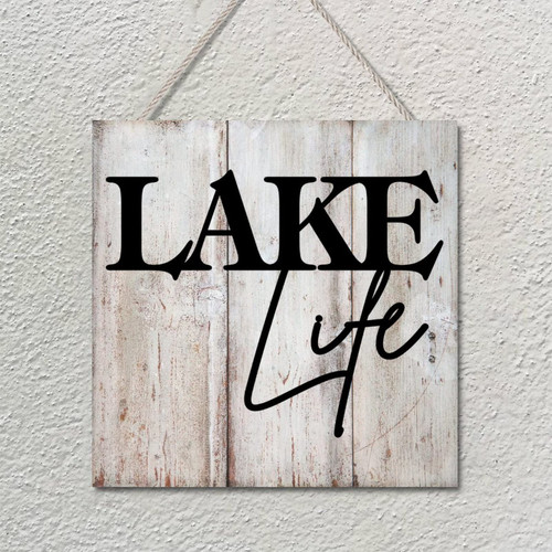 Vrurinss Quote Wood Plaque Sign Wall Hanging Lake Life Decoration Wall Art Hanging Sign Positive Word Garden Signs for Home Laundry Room Bathroom Decor 12x12 Inch