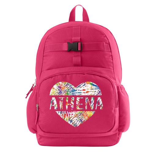 Let's Make Memories Personalized Kids Backpack with Lunch Box (Optional) - Tie Dye Heart, Pink