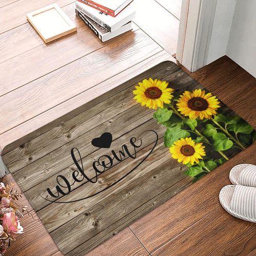 Sunflowers Welcome Door Mat Bathroom Floor Mat Entrance Rug Doormat Non Slip Carpet for Home/Indoor/Outdoor