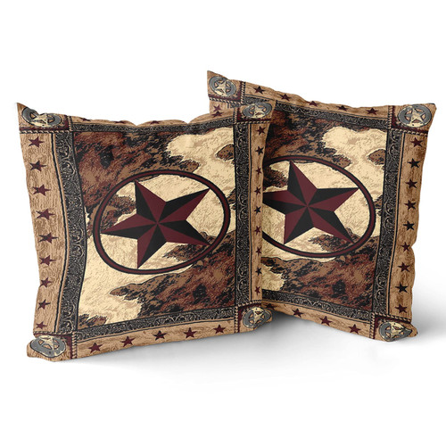 Giwawa Western Texas Star Pillow Cover - Rustic Farmhouse Decorative Throw Pillow Covers Vintage Western Style Retro Cushion Cover for Sofa Car Bench Living Room Home Decor 18 x 18 Inch Set of 2