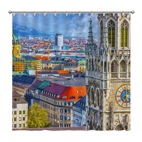 Shower Curtains Munich, Germany, Bavaria 72 x 72 Inch Shower Curtain Set with 12 Hooks Home Bathroom Bathtubs Decor Polyester Fabric Machine Washable Durable