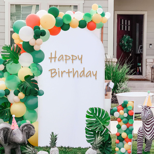 ROMANKAS 6.6ft Arch Backdrop Cover White Spandex Arch Cover for Party Wedding Arch Covers Stretchy Backdrop Fabric Round Top Chiara Backdrop Covers Wedding Engagement Photography Party Decoration