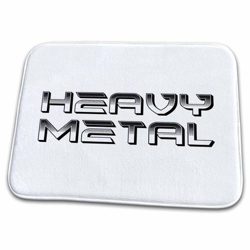 3dRose Heavy Metal decorative text art. Black and white. Awesome... - Dish Drying Mats (ddm-338644-1)