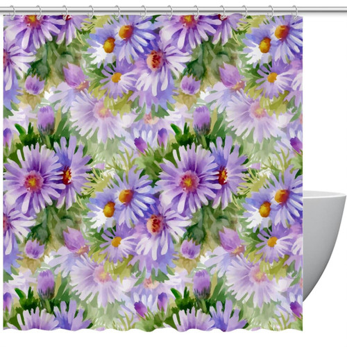 VAPOKF Shower Curtain for Bathroom Decor, Garden Blooming Flowers Waterproof Polyester Fabric Bath Curtain Set with 12 Hooks - 66x72 Inches