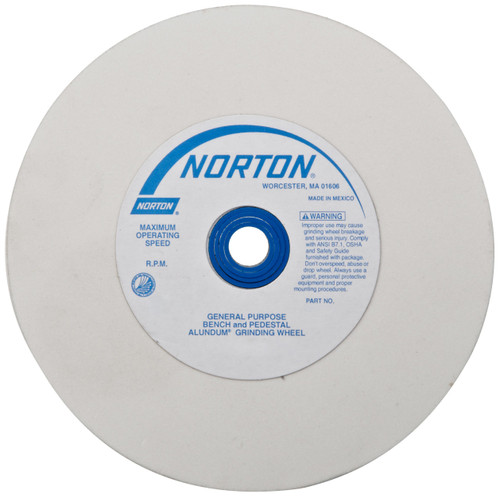 Norton Grinding Wheel, Premium Bench and Pedestal Aluminum Oxide Bench Grinder Wheel, Medium Grit 8 Inch Grinding Wheel, Pack of 1