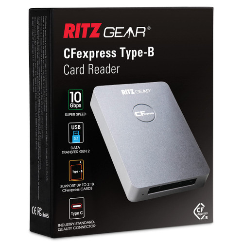 Ritz Gear CFexpress Type B Card Reader, USB 3.1 Gen 2 10Gbps CFexpress Reader, Portable Aluminum CFexpress Memory Card Adapter Thunderbolt 3 Compatible, Support Android/Windows/Mac OS