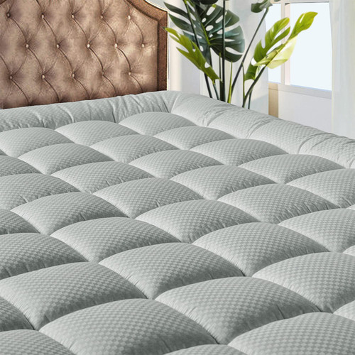 MATBEBY Bedding Quilted Fitted Twin Mattress Pad Cooling Breathable Fluffy Soft Mattress Pad Stretches up to 21 Inch Deep, Twin Size, Light Grey, Mattress Topper Mattress Protector MATBEBY Bedding Quilted Fitted Twin Mattress Pad Cooling Breathable Fluffy Soft Mattress Pad Stretches up to 21 Inch Deep, Twin Size, Light Grey, Mattress Topper Mattress Protector