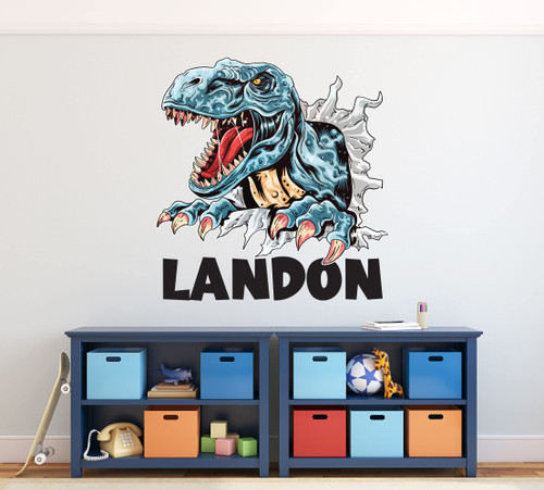 T Rex Wall Decor - Custom Name Wall Decal - Dinosaur Wall Decals - Kids Room Wall Decor - Tyrannosaurus Wall Art Sticker Toodler Boys Bedroom Decor
