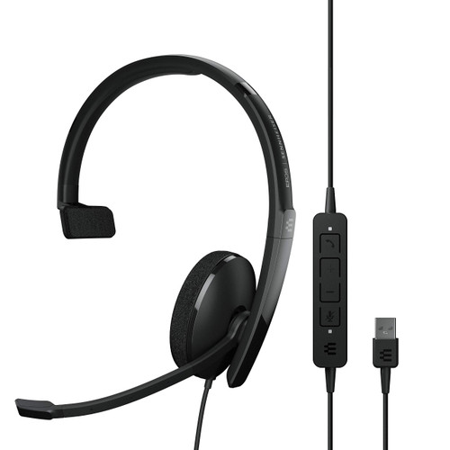 EPOS | Sennheiser Adapt 130 USB II (1000913) - Wired, Single-Sided, UC Optimized Headset with USB Connectivity - Superior Sound - Enhanced Comfort, Call Control - Black