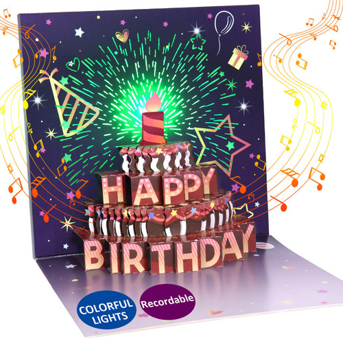 FITMITE Birthday Cards, Voice Recordable LIGHTS & SOUND Pop up Happy Birthday Card Birthday Gifts for Women Men Husband Wife Kids Greeting Cards With Envelopes FITMITE Birthday Cards, Voice Recordable LIGHTS & SOUND Pop up Happy Birthday Card Birthday Gifts for Women Men Husband Wife Kids Greeting Cards With Envelopes