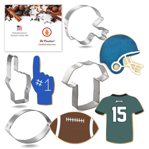 Football Cookie Cutter Set 4 Pc - Foose Cookie Cutters - USA Tin Plated Steel Football Cookie Cutter Set 4 Pc - Foose Cookie Cutters - USA Tin Plated Steel