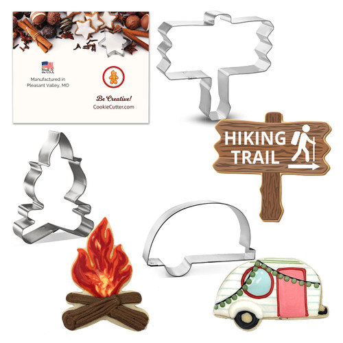 Camping Cookie Cutter Set 3 Pc - Foose Cookie Cutters - USA Tin Plated Steel Camping Cookie Cutter Set 3 Pc - Foose Cookie Cutters - USA Tin Plated Steel