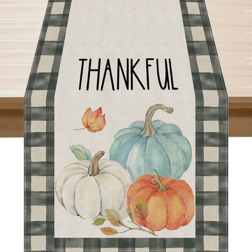 BOTB LIHM Thank Ful Pumpkin Fall Table Runner Autumn Thanksgiving Table Decoration 13x72 Inches Long Burlap for Home Kitchen Dining Dinner Indoor Outdoor Party Farmhouse Decor BOTB LIHM Thank Ful Pumpkin Fall Table Runner Autumn Thanksgiving Table Decoration 13x72 Inches Long Burlap for Home Kitchen Dining Dinner Indoor Outdoor Party Farmhouse Decor