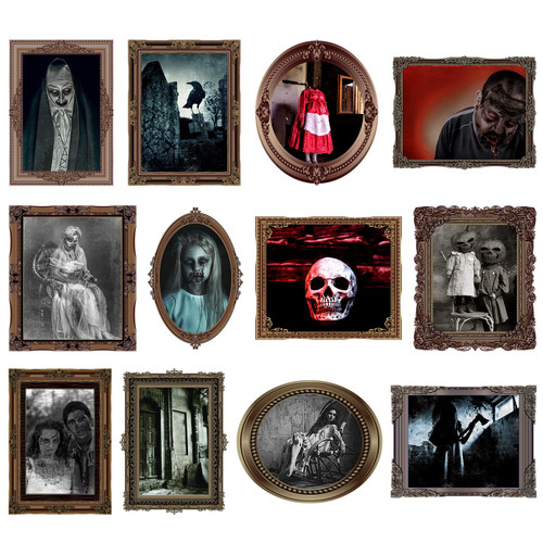 Harloon 12 Pcs Halloween Witchy Decor Aesthetic Witch Wall Poster Gothic Vintage Spooky Skull Collage Wall Decor Creepy Portraits Art Prints for Halloween Home Room Pagan Gallery Wall Decoration
