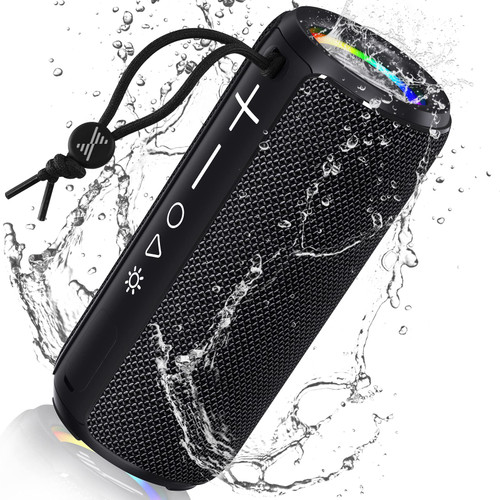 LENRUE Bluetooth Speaker, Portable Wireless Speaker, Waterproof Outdoor Speakers with Light,HiFi Stereo Sound, 24H Playtime,Gift for Men and Woman to Beach,Pool, Bike, Shower