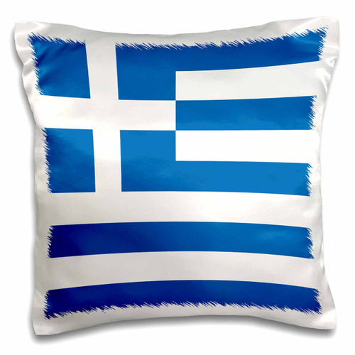 3dRose pc_158320_1 Flag of Greece - Greek Sky Blue White Stripes with Cross Mediterranean Europe World Country Souvenir - Pillow Case, 16 by 16"