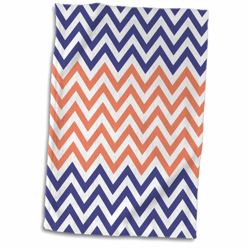 3D Rose Blue Tangerine Orange and White Chevron Stripes TWL_210750_1 Towel, 15" x 22", Multicolor