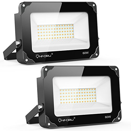 Onforu 2 Pack 60W LED Flood Light, 6000lm Super Bright Security Lights, 2700K Warm White, IP65 Waterproof Outdoor Landscape Floodlight for Yard, Garden, Playground, Party Onforu 2 Pack 60W LED Flood Light, 6000lm Super Bright Security Lights, 2700K Warm White, IP65 Waterproof Outdoor Landscape Floodlight for Yard, Garden, Playground, Party