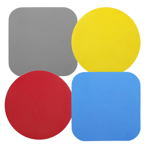 4pcs Jar Gripper Pads, Rubber Jar Gripper Pad Jar Opener Grippers Kitchen Coaster for Elderly Suffering from Children Women Weak Hands, Round (Yellow, Red), Square (Gray, Blue)