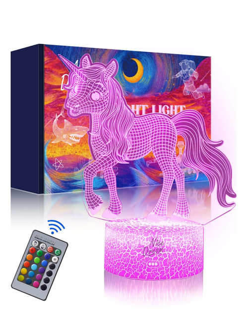 Nice Dream Unicorn Night Light for Kids,3D Illusion Night Lamp,16 Colors Changes with Remote Control,Unicorns Gifts for Girls,Toys Birthday Bedroom Decor for Children Boys