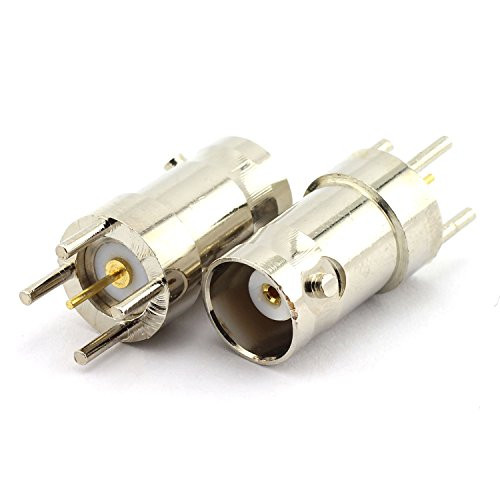 Maxmoral 2PCS BNC Female PCB Panel Mount Plug with 4 Pins Stand Straight Connector RF Coax Coaxial Adapter