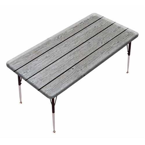 JOSKAA Rectangle Wood Grain Fitted Tablecloths, Wood Texture Elastic Edge Home Decor Polyester Table Cover, Stain Resistant Washable Table Clothes for Garden Patio Picnic, Fits 4ft-(24" x 48") Table