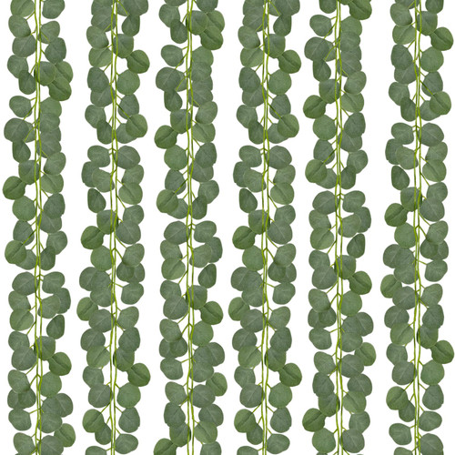 CQURE 12 Pack Eucalyptus Garland,Artificial Eucalyptus Leaves Table Greenery Garland Wreath Vines for Wedding Party Table Fireplace Bedroom Wall Room Decor