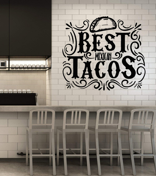 Vinyl Wall Decal Kitchen Words Best Mexican Food Tacos Stickers Mural Large Decor (g4470) Black Vinyl Wall Decal Kitchen Words Best Mexican Food Tacos Stickers Mural Large Decor (g4470) Black