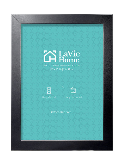 LaVie Home A3 Picture Frame, 11.7x16.5 Black Poster Frame with High Definition Plexiglass, Horizontal or Vertical Wall Gallery Poster Frames Suitable for Document Poster Picture, Black 1 Pack