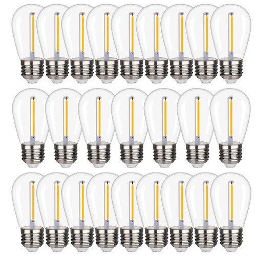 YIMILITE S14 Outdoor String Light Bulbs, Shatterproof Replacement Bulbs, 1W Equivalent to 10W, Waterproof 2200K Warm White Led Light Bulbs, E26 Base 25 Pack
