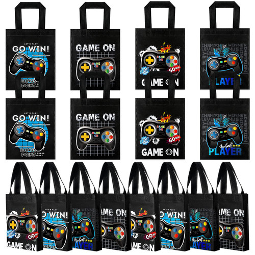 24 Pack Video Game Themed Gift Bags Video Game Party Favors Non Woven Reusable Goody Treat Bags with Handles Game Themed Birthday Party Supplies for Kids Boys, 4 Styles (Blue) 24 Pack Video Game Themed Gift Bags Video Game Party Favors Non Woven Reusable Goody Treat Bags with Handles Game Themed Birthday Party Supplies for Kids Boys, 4 Styles (Blue)