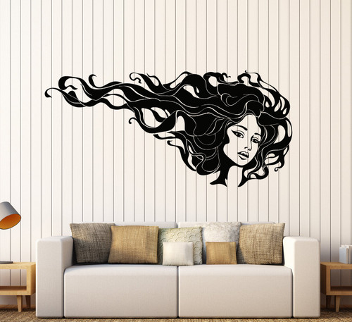 Vinyl Wall Decal Barbershop Hairdressing Beauty Salon Hair Stylist Stickers Large Decor (1008ig) Matte Black