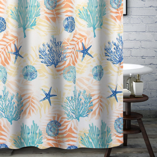 Greenland Home Montego Shower Curtain, Aqua 72 x 72-inch
