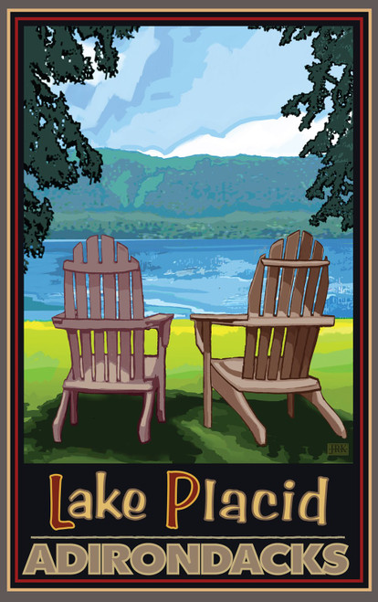 Northwest Art Mall Lake Placid Adirondack Chairs by The Lake Wall Art by Joanne Kollman, 11 by 17-Inch Northwest Art Mall Lake Placid Adirondack Chairs by The Lake Wall Art by Joanne Kollman, 11 by 17-Inch