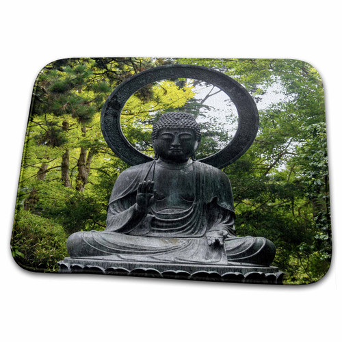 3dRose Bronze Buddha statue, Japanese Tea Garden, San Francisco,... - Dish Drying Mats (ddm-225904-1)