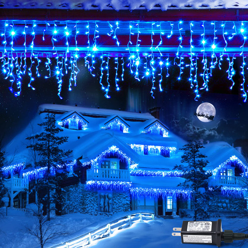 JMEXSUSS 33.8 FT 400 LED Blue Icicle Lights Outdoor, 8 Modes Waterproof Christmas Icicle Lights Outdoor with 80 Drops, Blue Christmas Icicle Lights Plug in for House Christmas Decorations JMEXSUSS 33.8 FT 400 LED Blue Icicle Lights Outdoor, 8 Modes Waterproof Christmas Icicle Lights Outdoor with 80 Drops, Blue Christmas Icicle Lights Plug in for House Christmas Decorations