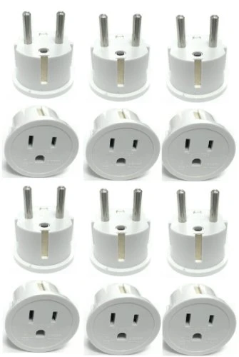 Ckitze BA-4_12P Grounded European German Schuko Power Plug Adapter Adaptor -12 Pack