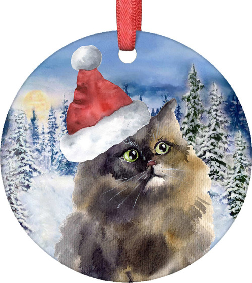 Cat Christmas Ornament 2021 Persian Cat Ornament Persian cat Ornaments for Christmas Tree Santa Cat Porcelain Christmas Ornament Xmas cat Ornaments Christmas Tree Ornaments Christmas Holiday Pet Gifts