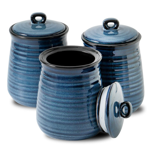 Hasense Kitchen Canister, 88 OZ Ceramic Coffee Container with Airtight Lid for Countertop, Large Food Storage Jar for Serving Sugar,Tea,Flour,Spice,Salt,Cookies,Candy,Cereal,Treat,Snack,Treats,Spices (Blue) Hasense Kitchen Canister, 88 OZ Ceramic Coffee Container with Airtight Lid for Countertop, Large Food Storage Jar for Serving Sugar,Tea,Flour,Spice,Salt,Cookies,Candy,Cereal,Treat,Snack,Treats,Spices (Blue)