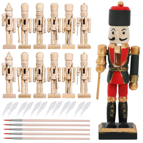 29 Pcs Christmas Wooden Unfinished Nutcracker Figures Nutcracker Ornament Kit Unpainted Nutcracker DIY Blank Paint Toy Nutcracker Soldier with Paint Brush and White Beard for DIY Craft Christmas Decor 29 Pcs Christmas Wooden Unfinished Nutcracker Figures Nutcracker Ornament Kit Unpainted Nutcracker DIY Blank Paint Toy Nutcracker Soldier with Paint Brush and White Beard for DIY Craft Christmas Decor