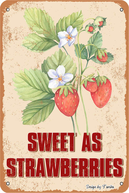 Sweet As Strawberries Iron Poster Painting Tin Sign Vintage Wall Decor for Cafe Bar Pub Home Beer Decoration Crafts