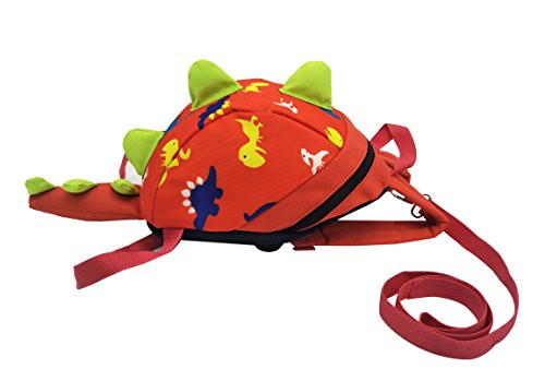 LmeiKK 3D Dinosaur Design Safety Leash Harness Bag Mini Backpack for Toddlers Kids (red)