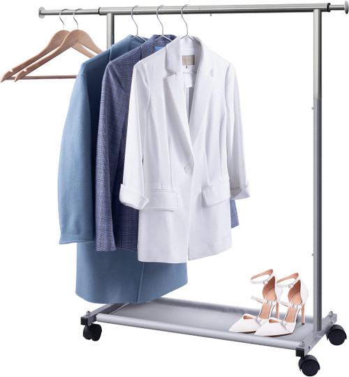 MISSLO Short Clothing Racks for Hanging Clothes with Bottom Shelves and Wheels Heavy Duty Rolling Clothes Rack Kids Clothing Rack for Adult Coat, Closet, Wardrobe MISSLO Short Clothing Racks for Hanging Clothes with Bottom Shelves and Wheels Heavy Duty Rolling Clothes Rack Kids Clothing Rack for Adult Coat, Closet, Wardrobe