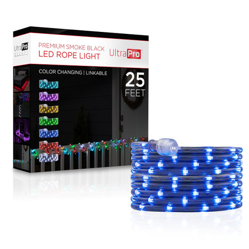 UltraPro LED Rope Lights, 25ft Premium Smoke Black Rope, Color Changing Light, RGB, Indoor/Outdoor, Discreet, Elegant, Flexible, Linkable, Durable, Rope Lights Outdoor, 63244