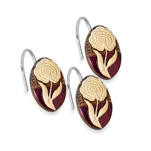 Popular Bath Ombre Rose Design Shower Hooks, Burgundy