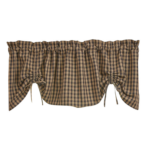 Park Designs Sturbridge Plaid Lined Farmhouse Black Valance 60"