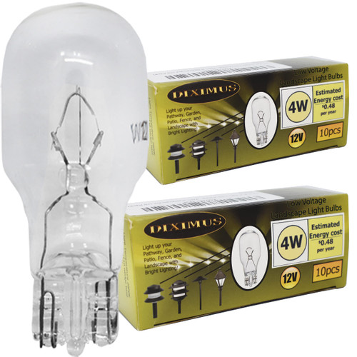 Diximus Landscape Light Bulbs - 20 Pack - 12v Light Bulb - 4 Watt Low Voltage Light Bulbs - T5 Wedge Base Bulbs - Compatible with Malibu Lights - Patio Garden Light Bulbs