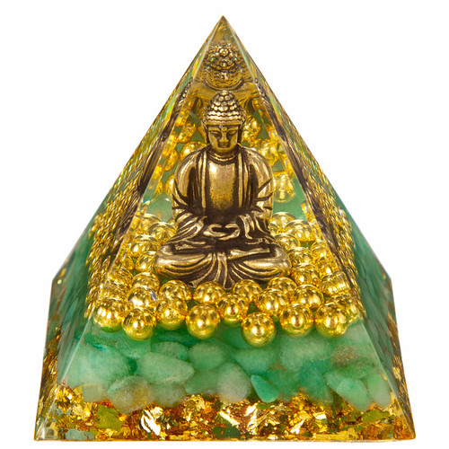 Mini Buddha Statue,Small Buddah Statue,Tiny Buda Cute Buddha in Healing Crystal Orgone Pyramid-Crystal Buddha Figurine,Sitting Buddha,Meditation Meditating Buddha,Buddah Sculpture-for Home Decor