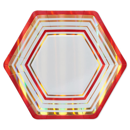 Papyrus Dinner Plates, Gold & Red Stripes (8-Count)
